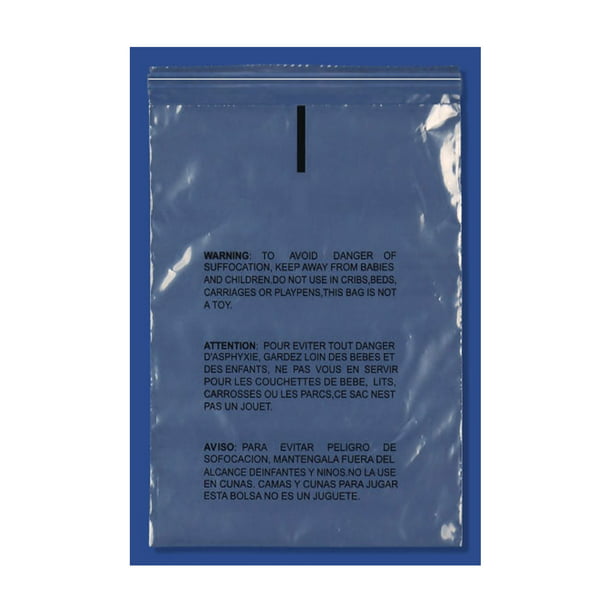 Poly Bag with Suffocation Warning 18 x 24 Inch 100 Pack Clear 1.5 Mil